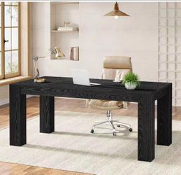JW1195 63-Inch Executive Desk, Large Office Computer Desk, Simple Workstation Writing Table Study Table for Home Office, Black