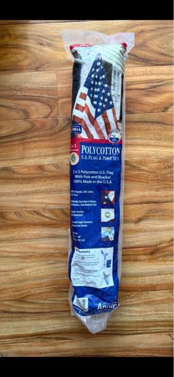 3’x5’ U.S. Flag & Pole with gold eagle  Set
