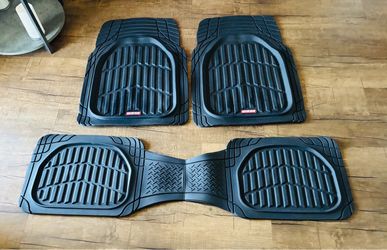 Motor Trend Black Rubber Car Floor Mats Set