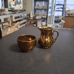 Wade Pottery England Royal Victoria Vintage Mid 20th Century Copper Luster Glaze Creamer & Open Sugar Bowl