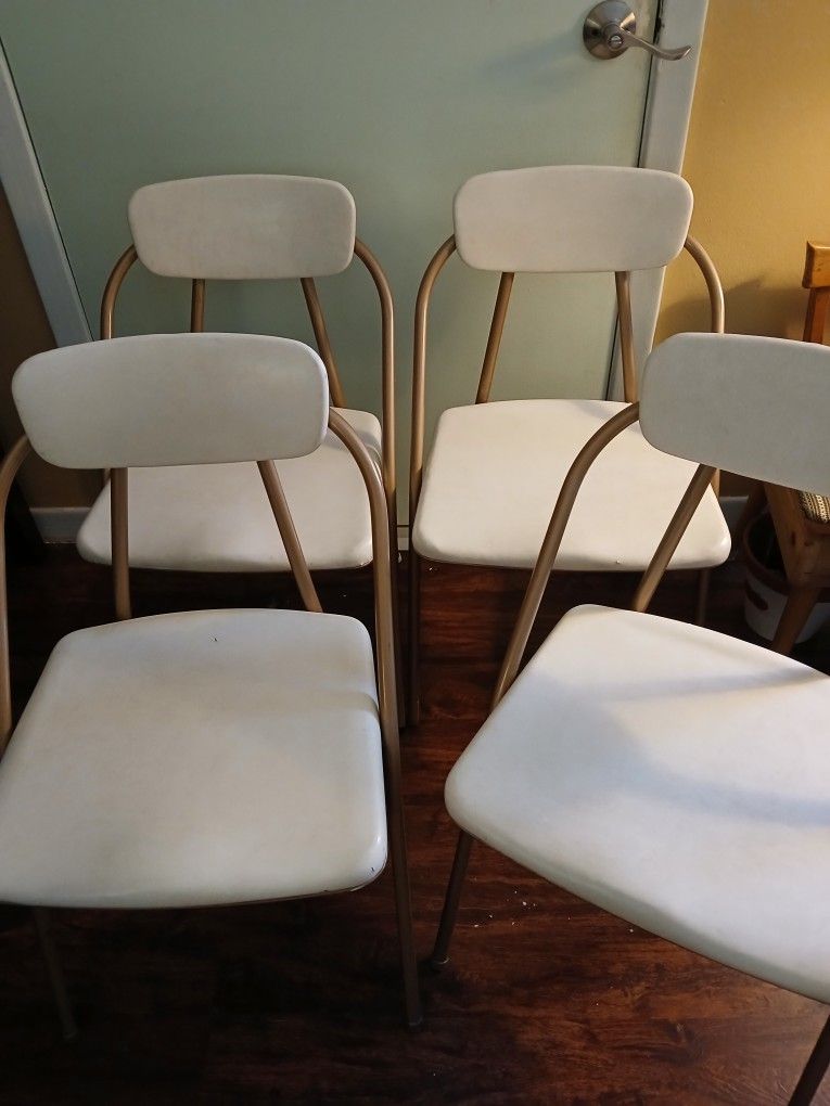 4 Vintage MCM Cosco Hamilton Stylaire Model 90 Folding Chairs. Minor Flaws. Missing Three Leg Caps. See Photos.