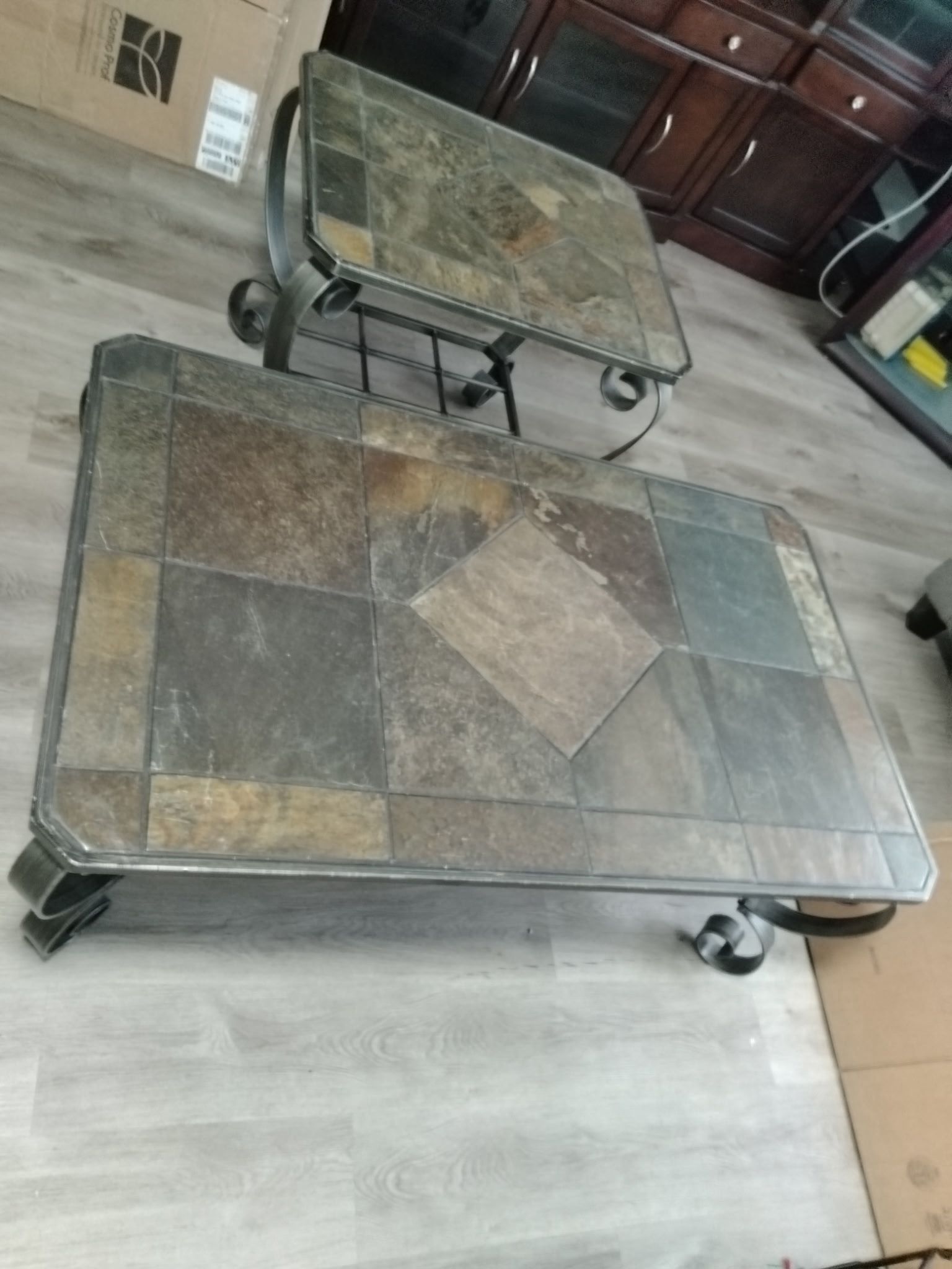 Wrought Iron Coffee Table and Side Table