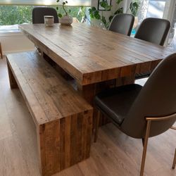 West elm Emmerson Solid Reclaimed Wood Rectangle Dining Table and bench