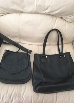 Black leather handbags
