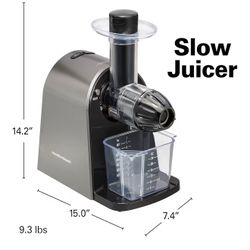 Hamilton Beach Cold Press Masticating Juicer Machine, Slow and Quiet Action, Juice Fruits & Vegetables, BPA Free, Easy Clean (67951), 150 Watts, Silve