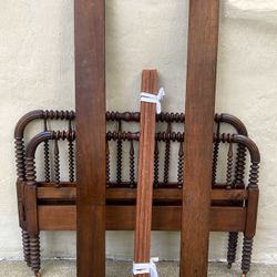 Jenny Lind Walnut Carved Spool Spindle Bed