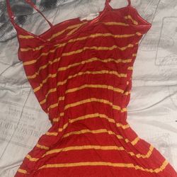 zenana outfitters medium red and yellow striped tank top