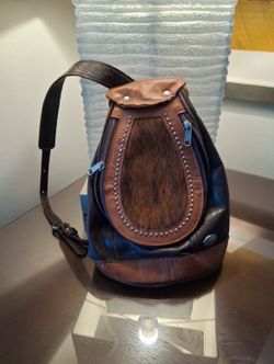 American West Womens Vintage Cowtown Brown Leather Handbag Slingback
