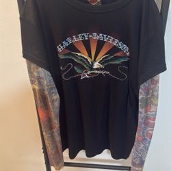 Y2K Harley Davidson Shirt With Tattoos Sleeves 
