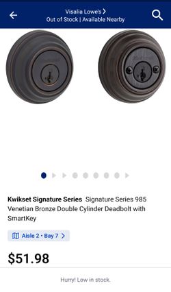 Kwikset Signature Series Signature Series 985 Venetian Bronze Double Cylinder Deadbolt with SmartKey