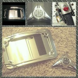 Curved LED motorcycle license plate and harley davidson triangle plug