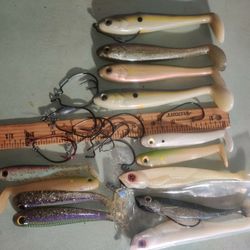 Lot Of Ocean Fishing Plastics Lures And Hooks 
