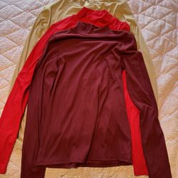 Womens Mock Neck Ribbed Shirts 