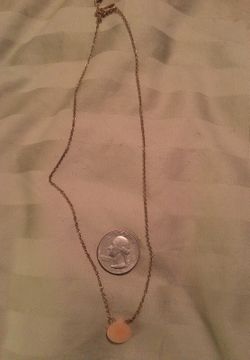 Gold chain necklace with peach teardrop gem