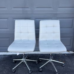 Pair of Adjustable Gray Leather Office Chairs