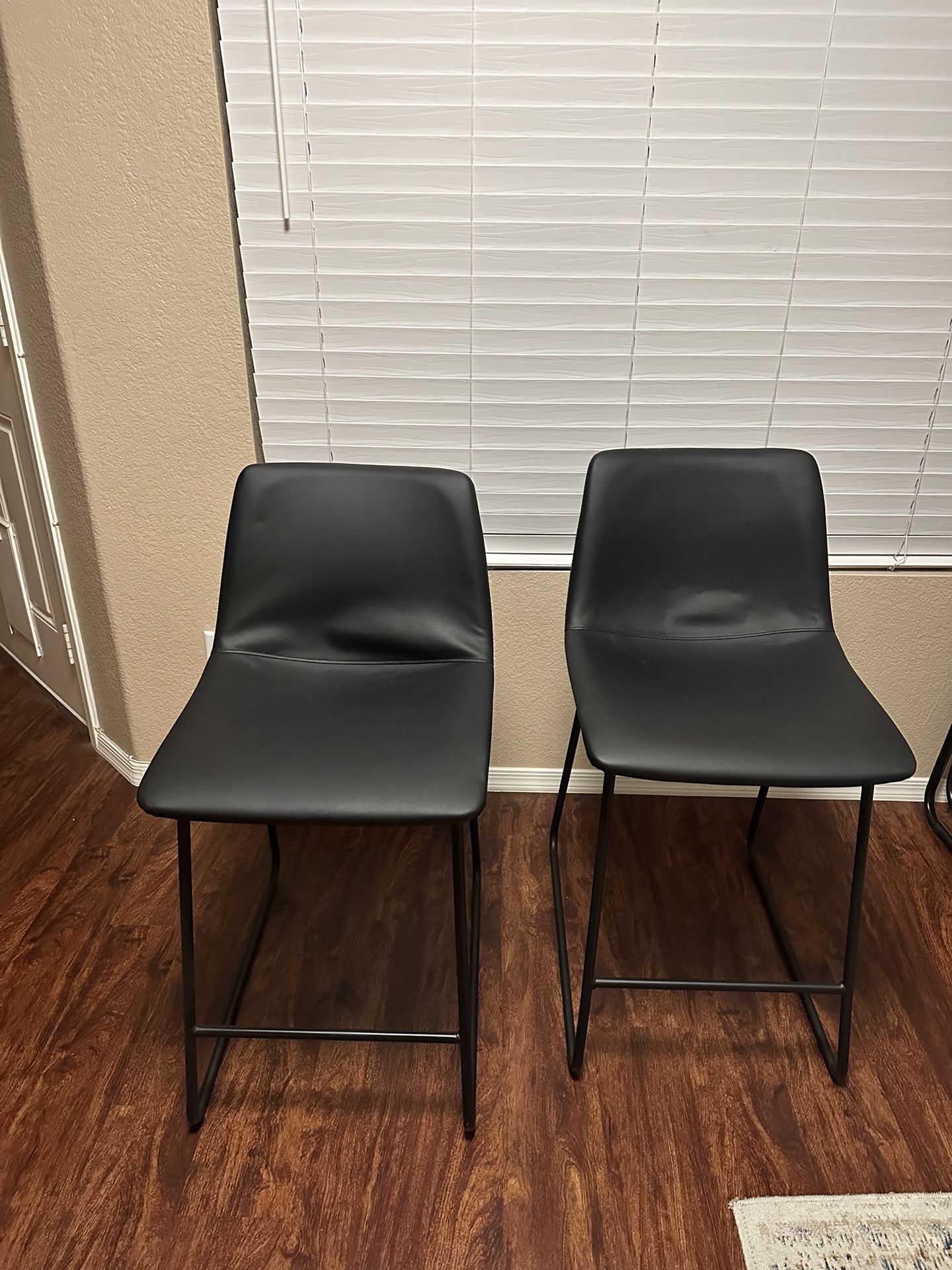 Bowden Upholstered Molded Faux Leather Counter Height Barstool Black