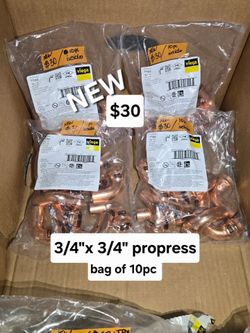 New bag of 3/4x 3/4 propress fittings 10pc for only $30