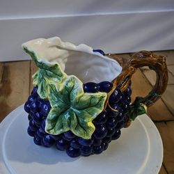 Vintage Majolica Purple Vineyard Carafe