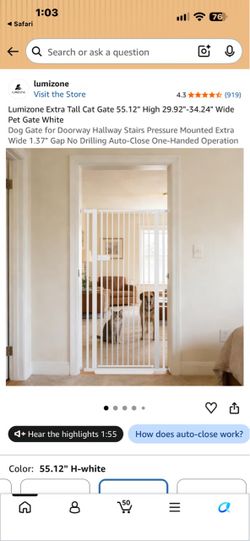 Lumizone Extra Tall White Pet Gate