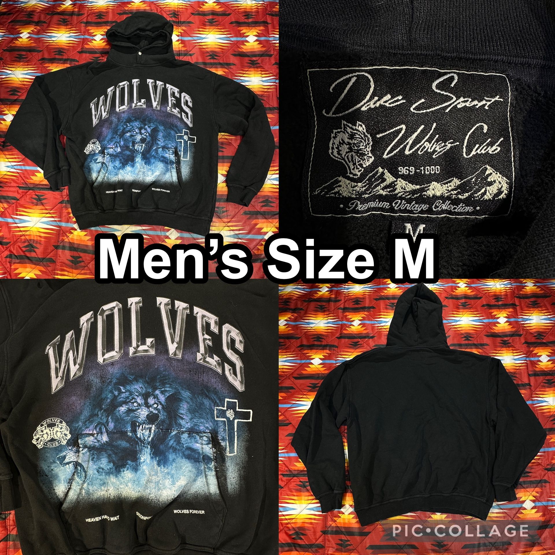 Darc Sport Wolves Club Black Black Pullover Hoodie Sweat Men’s Size Medium