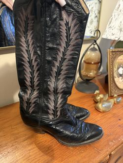 Vintage Larry Mahon Leather Cowboy Boots
