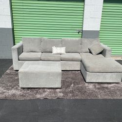 Mid-Size Grey Sectional Couch with Ottoman –FREE DELIVERY!!!!!