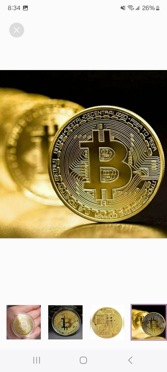 2pcs. 24k Gold Over .999 Fine Copper Bitcoin Rounds Set Of Two [2]