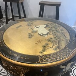 Shiny Black Lacquer Oriental Coffee/Tea Table