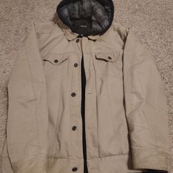 Hurley brand  Beige Coat w black Liner hoodie attached