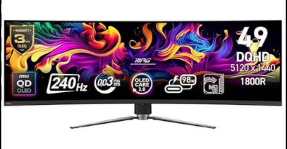 Curved Gaming Monitor MSI MPG 491CQP QD-OLED 49″ C - Like NEW, Excellent Condition