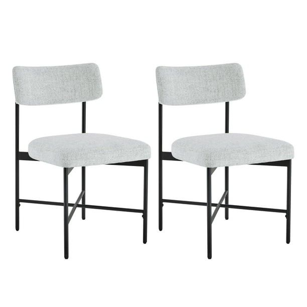 Dining Chairs Set of 2, Mid-Century Modern Fabric Kitchen Chair with Upholstered Seat & Metal Legs, Cloud, NEW