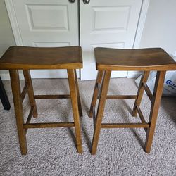 Set of 2 Wooden Barstools 29"
