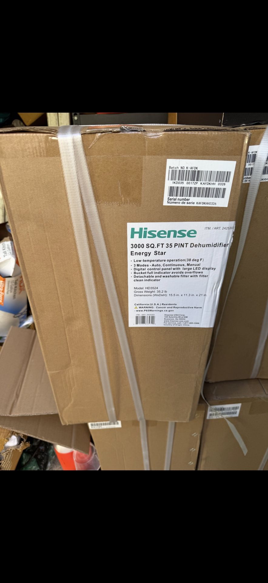 New Dehumidifier 350 Sq Feet 35