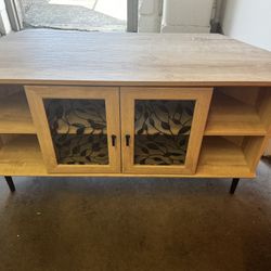 Like New 48” Corner TV Media Stand – Walker Edison Glass Door Console – 