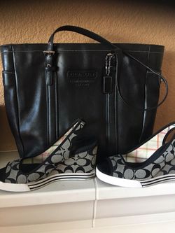 Coach leather large bag and coach shoes size 71/2