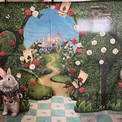 Alice In Wonderland Photography Backdrops (2) W/props