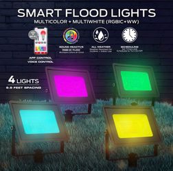 Monster Smart Flood Lights (4-Pack, RGBIC, WiFi) - NEW