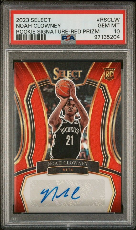 2023 PANINI SELECT ROOKIE SIGNATURES Noah Clowney ROOKIE SIGNATURE-RED PRIZM /99 PSA 10