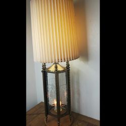 Vintage Etched Glass Paneled Lamp