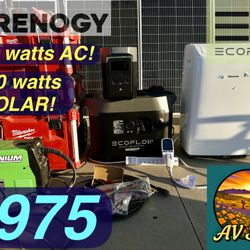 SOLAR SYSTEM ! ECOFLOW DELTA 2 1800 WATTS ! Complete OFF GRID SYSTEM + 800 WATTS RENOGY SOLAR PANELS