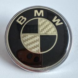 BMW 74mm Logo, Emblem, Badge, Anagram, Front for Car Hood logo (Black - Gold - Chrome)