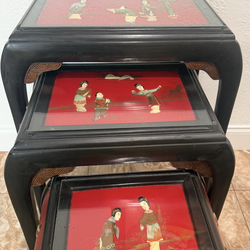 Beautiful set of 3 Asian/Chinese style decorative tables in excellent