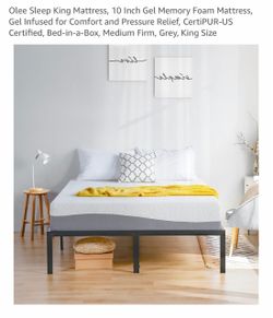 Olee Sleep 10-Inch Gel Memory Foam King Mattress