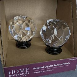 Home Decorators 1" Faceted Crystal Sphere Drapery Rod Finial Bronze Finish 