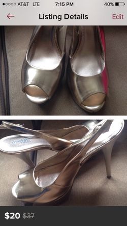 Gold high heels shoes
