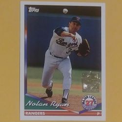 1994 Topps Nolan Ryan Texas Rangers #34 27 Major League Seasons Collectible Vintage Baseball Card Sports MLB Major League Trading