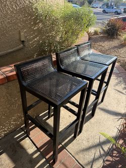 Set of 2 Black Metal Bar Stools