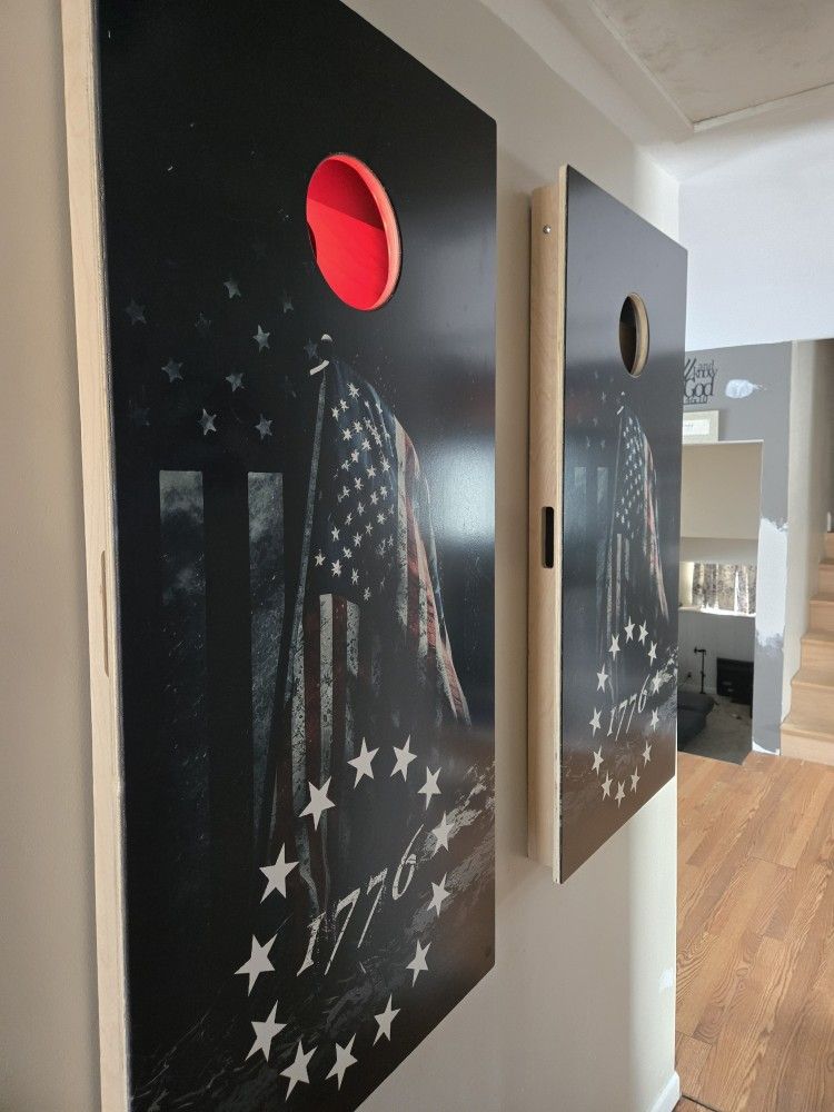 CUSTOM 1776 CORN HOLE LIGHTED BOARDS