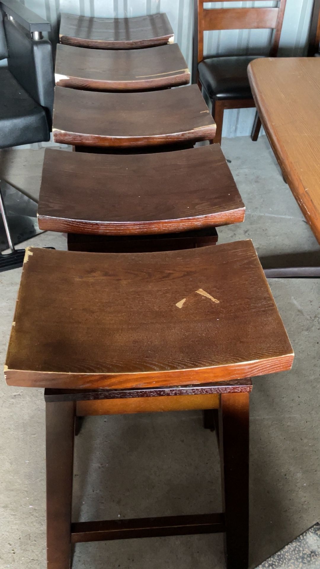 4 Wood Bar Stools 