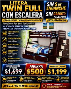 Twin Full Staircase bunkbed with mattresses